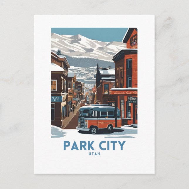 Park City Utah Travel Art Postcard (Front)