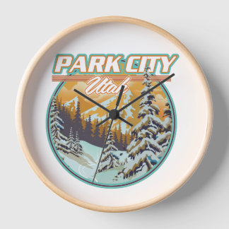 Park City Utah Travel Logo Clock