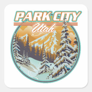 Park City Utah Travel Logo Square Sticker