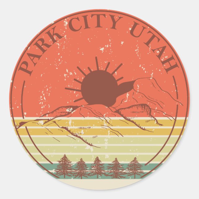 Park city Utah vintage Classic Round Sticker (Front)