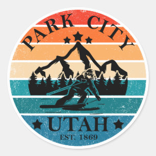 Park city Utah vintage Classic Round Sticker
