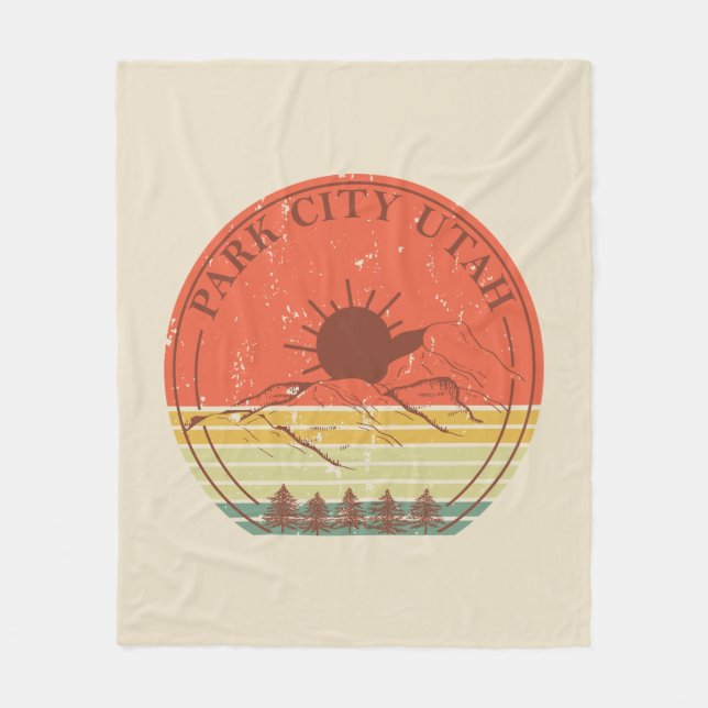 Park city Utah vintage Fleece Blanket (Front)