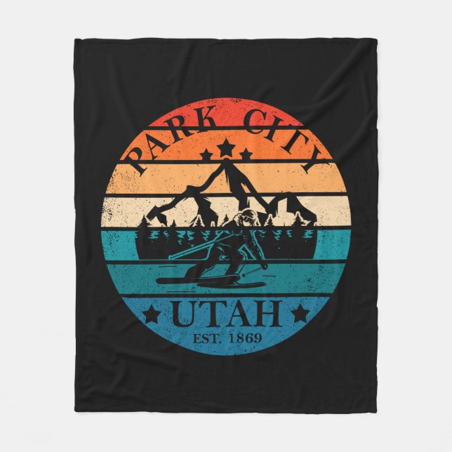 Park city Utah vintage Fleece Blanket (Front)