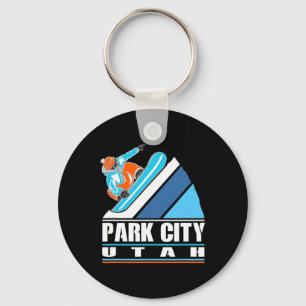 Park City Utah - Vintage Snowboarder  Key Ring
