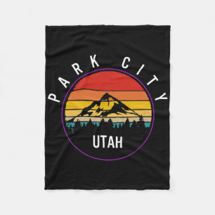Park City Utah Vintage Souvenir Skier Snowboarding Fleece Blanket