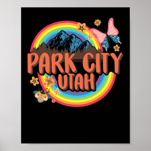 Park City Utah Vintage Souvenir Skier Snowboarding Poster