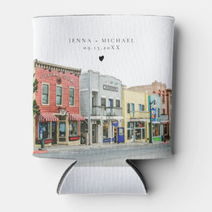 PARK CITY Utah Watercolor Painting Wedding Can Cooler