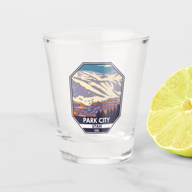 Park City Utah Winter Area Emblem  Shot Glass (Front)