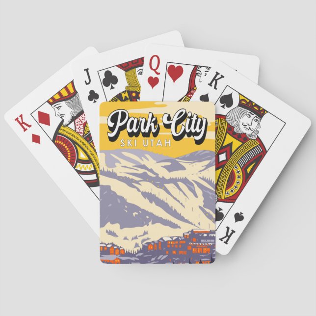 Park City Utah Winter Area Vintage Playing Cards (Back)