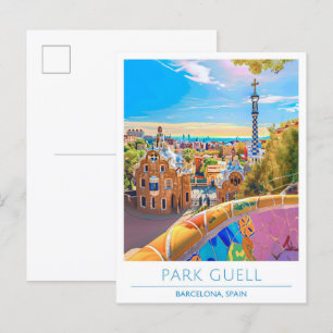 Park Guell Barcelona Spain Travel Postcard