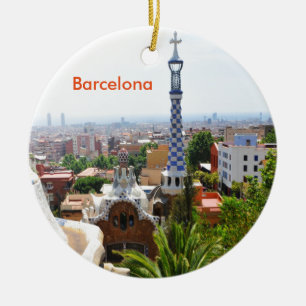 Park Guell in Barcelona, Spain Ceramic Tree Decoration