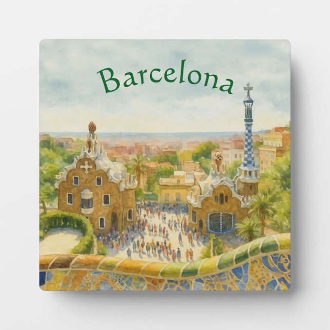Park Güell in Barcelona, Spain Plaque (Front)