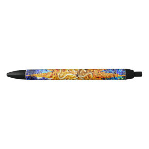 Park Guell mosaics Black Ink Pen