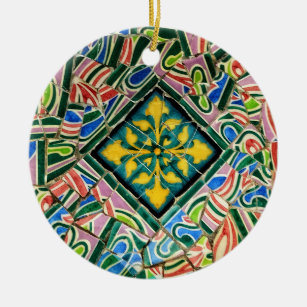 Park Guell mosaics Ceramic Tree Decoration