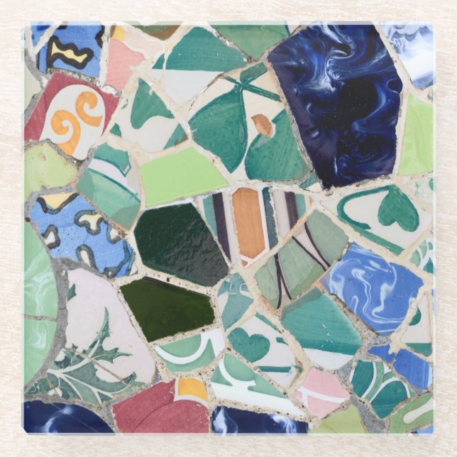 Park Guell mosaics Glass Coaster (Front)