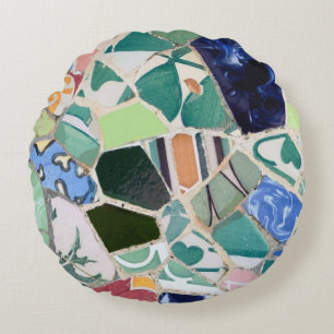 Park Guell mosaics Round Cushion