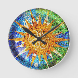 Park Guell mosaics Wall Clock