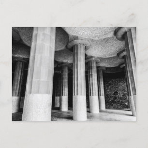 Park Güell of Antonio Gaudi in Barcelona bnw photo Holiday Postcard