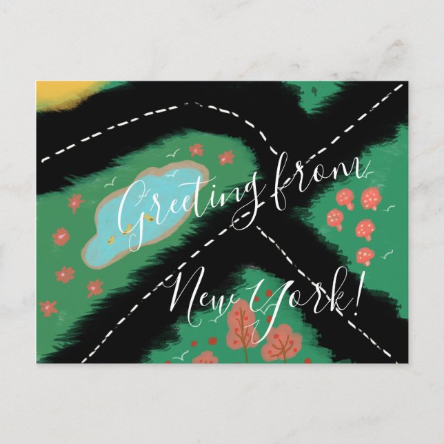Park Illustration We Have Moved Postcard (Front)