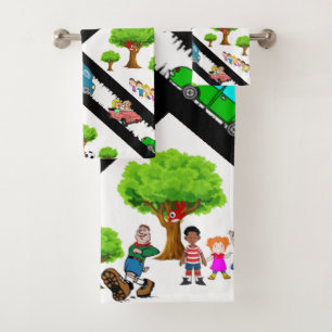 Park Kids Dog Trees Cars  Bathroom Towel Sets
