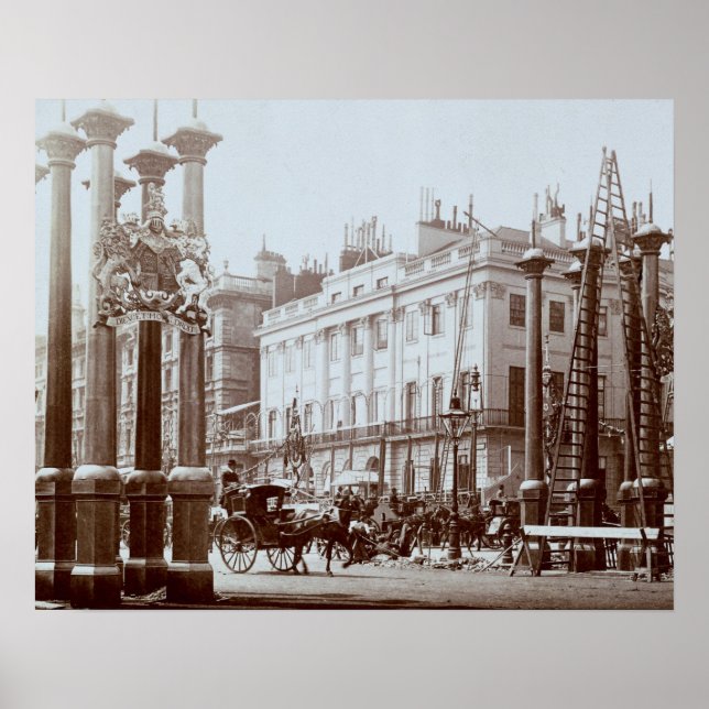 Park Lane being decorated for Queen Victoria's Dia Poster (Front)