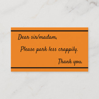 Park less crappily business card