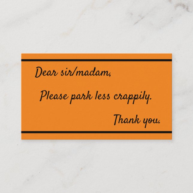 Park less crappily business card (Front)