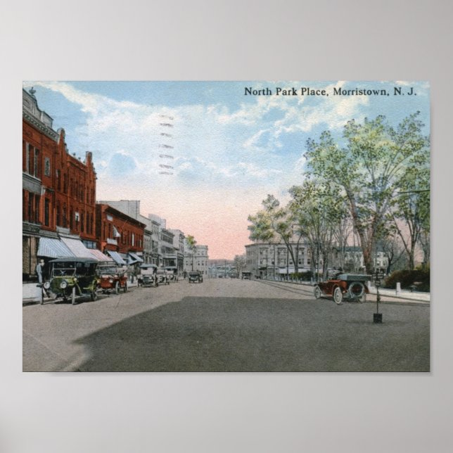Park Place, Morristown NJ 1915 Vintage Poster (Front)