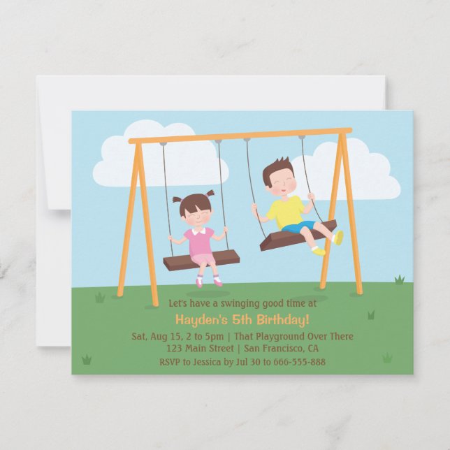 Park Playground Kids Birthday Party Invitations (Front)