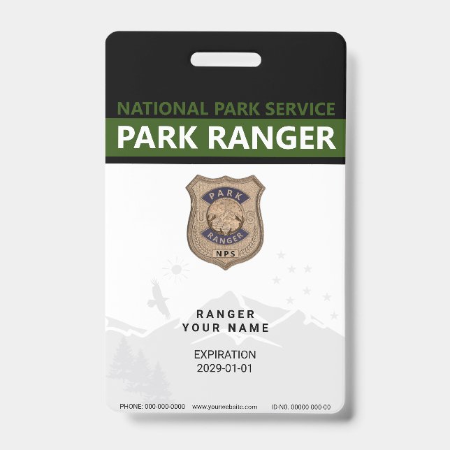 Park Ranger Badge ID Badge (Front)