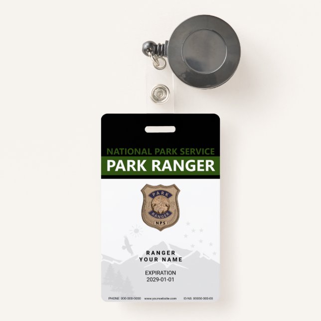 Park Ranger Badge ID Badge (Front with Retractable)