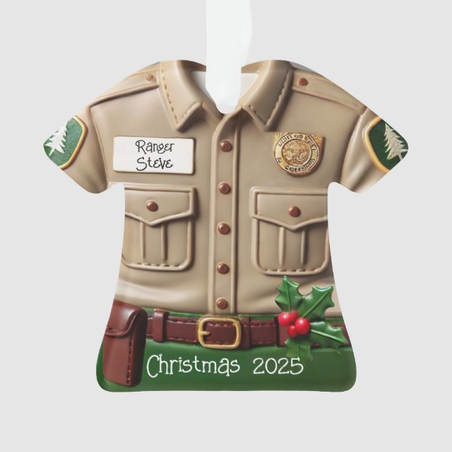 Park Ranger Shirt Personalised Christmas Ornament (Front)