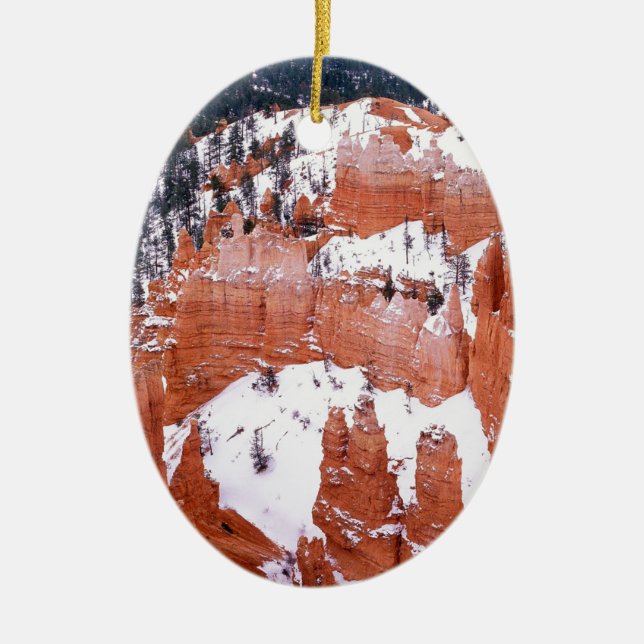 Park Snowy Bryce Canyon Utah Ceramic Tree Decoration (Front)
