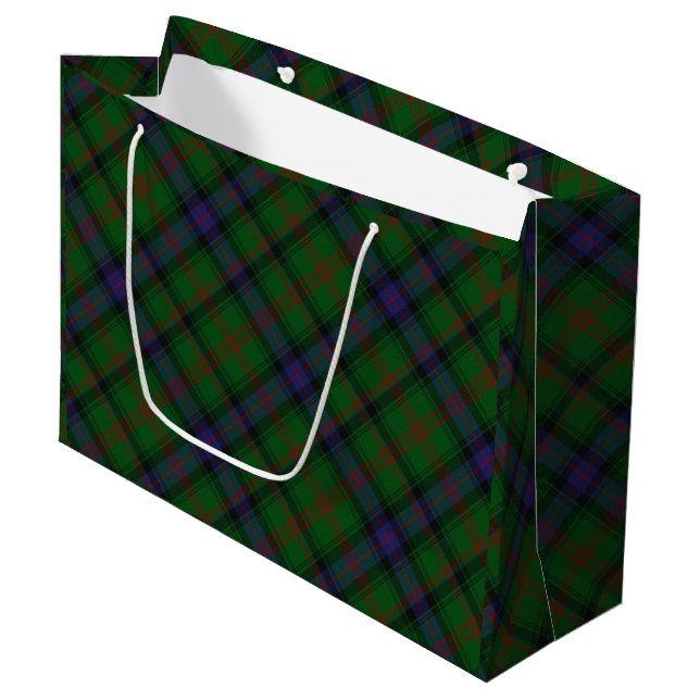 Park tartan green blue plaid large gift bag (Front Angled)
