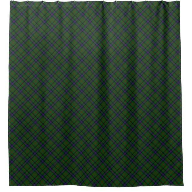Park tartan green blue plaid shower curtain (Front)