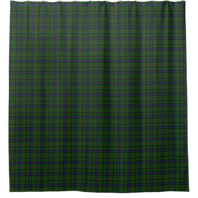 Park tartan green blue plaid shower curtain (Front)