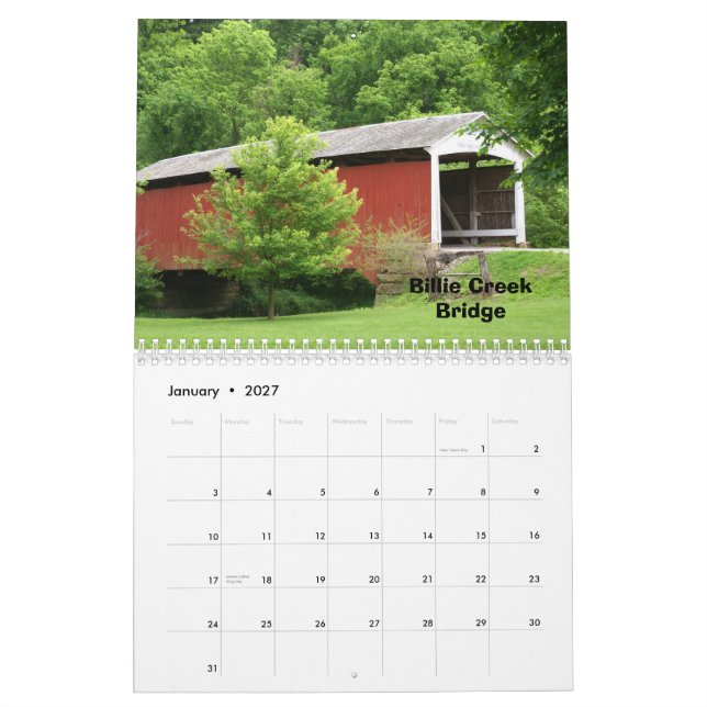 Parke County Indiana Calendar (Jan 2027)