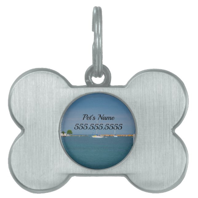 Parked At Mackinac Harbour Pet ID Tag (Front)