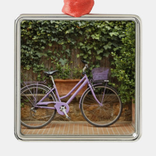 Parked bicycle, Pienza, Italy, Tuscany Metal Tree Decoration