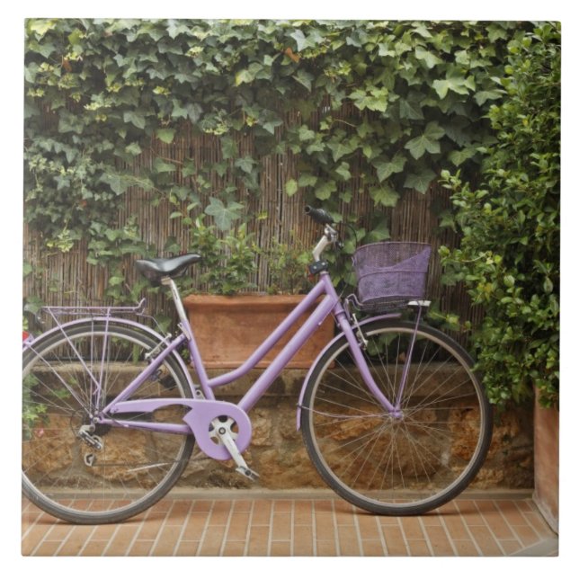 Parked bicycle, Pienza, Italy, Tuscany Tile (Front)