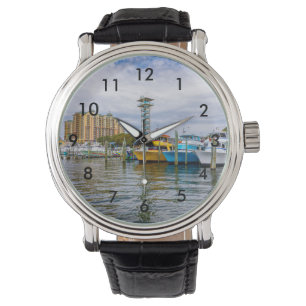Parked Boats Destin Florida Harbour Wrist Watch