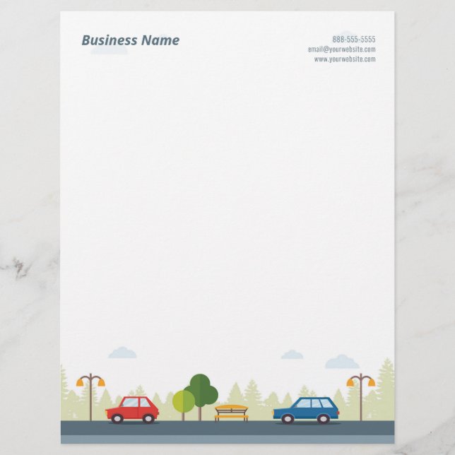 Parked Cars on a Street Letterhead (Front)