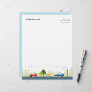 Parked Cars on a Street Letterhead