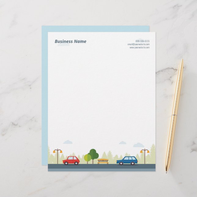 Parked Cars on a Street Letterhead (Front/Back In Situ)