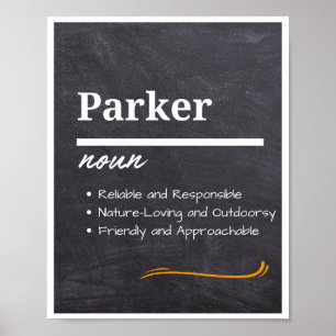 Parker, Boy Personalised Name Definition  Poster