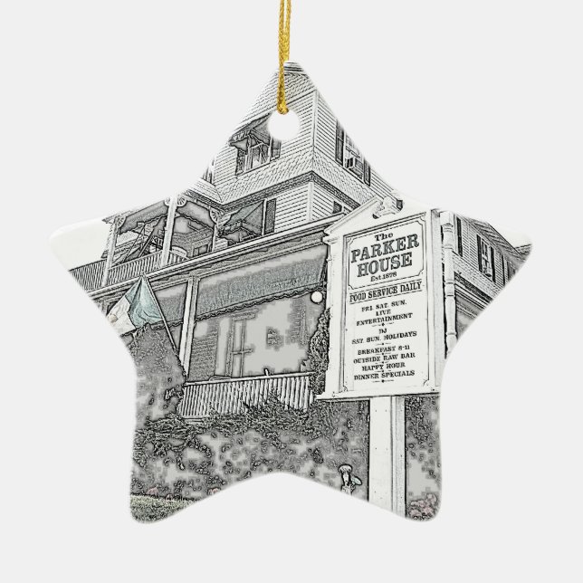Parker House Sketch - Jersey Shore Ceramic Tree Decoration (Front)
