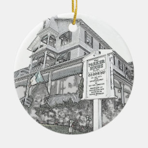 Parker House Sketch - Jersey Shore Ceramic Tree Decoration