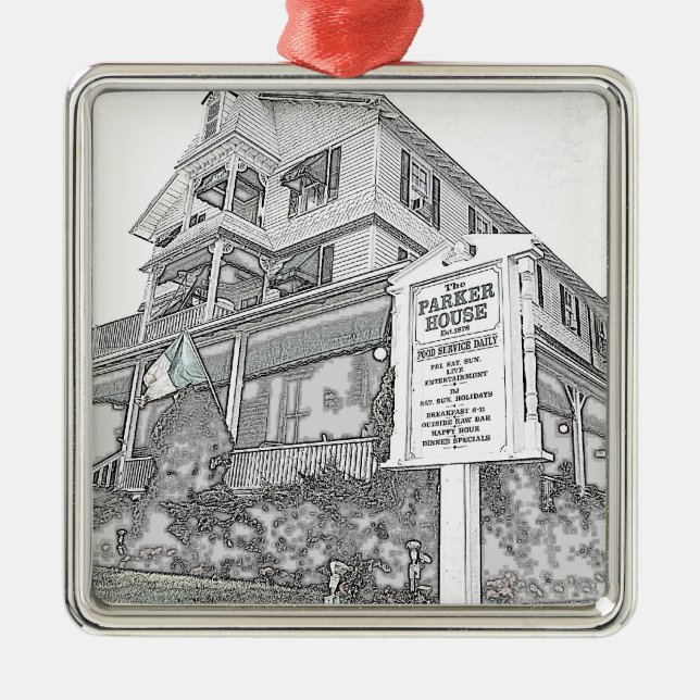Parker House Sketch - Jersey Shore Metal Tree Decoration (Front)