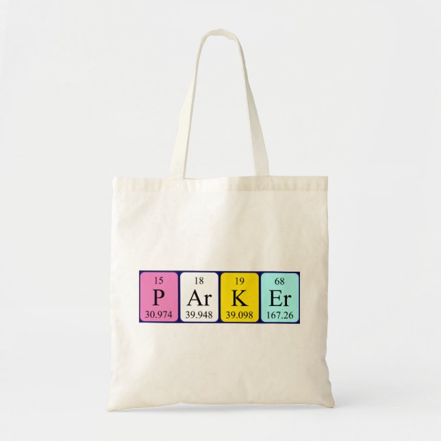 Parker periodic table name tote bag (Front)