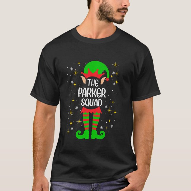 Parker Squad Elf Matching Family Name Surname Chri T-Shirt (Front)